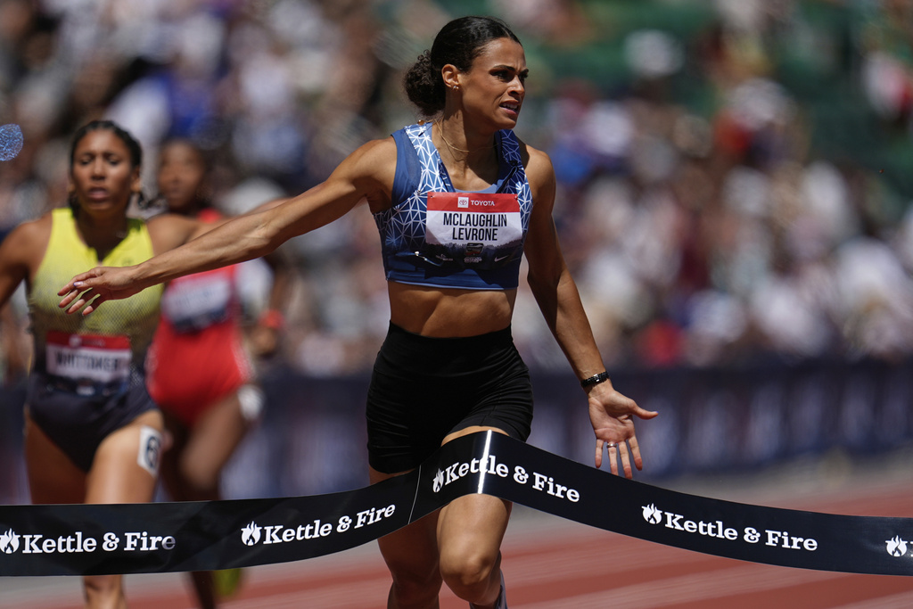 FILE - Sydney McLaughlin-Levrone wins the women's 400-meter final at the U.S. Championships athletics meet in Eugene, Ore., Saturday, Aug. 2, 2025. (AP Photo/Abbie Parr, File)