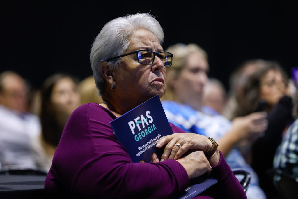 Rome resident Kathy Miller attends a town hall about PFAS chemicals at Forum River Center in Rome, Ga., on March 31, 2026. (Arvin Temkar/Atlanta Journal-Constitution via AP)