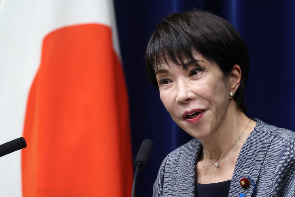 FILE - Japan's Prime Minister Sanae Takaichi, speaks during a news conference at the prime minister's office in Tokyo, Japan, Wednesday, Dec. 17, 2025. (Kiyoshi Ota/Pool Photo via AP, File)