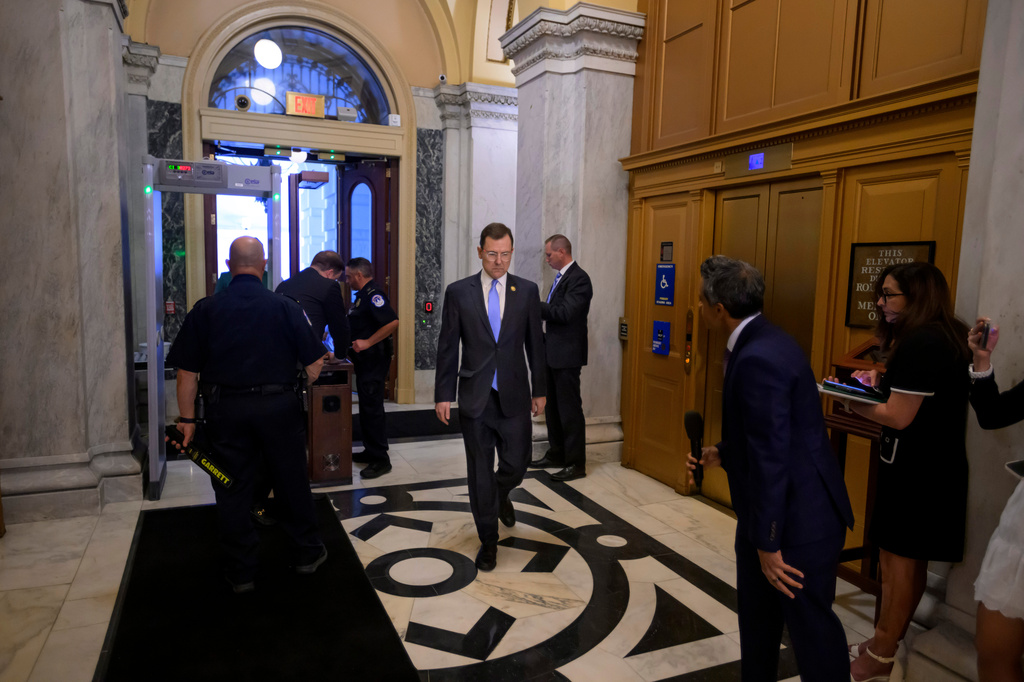 Rep. Tom Kean Jr., R-N.J., arrives for a vote at the Capitol, Tuesday, June 30, 2026, in Washington. (AP Photo/Rod Lamkey, Jr.)