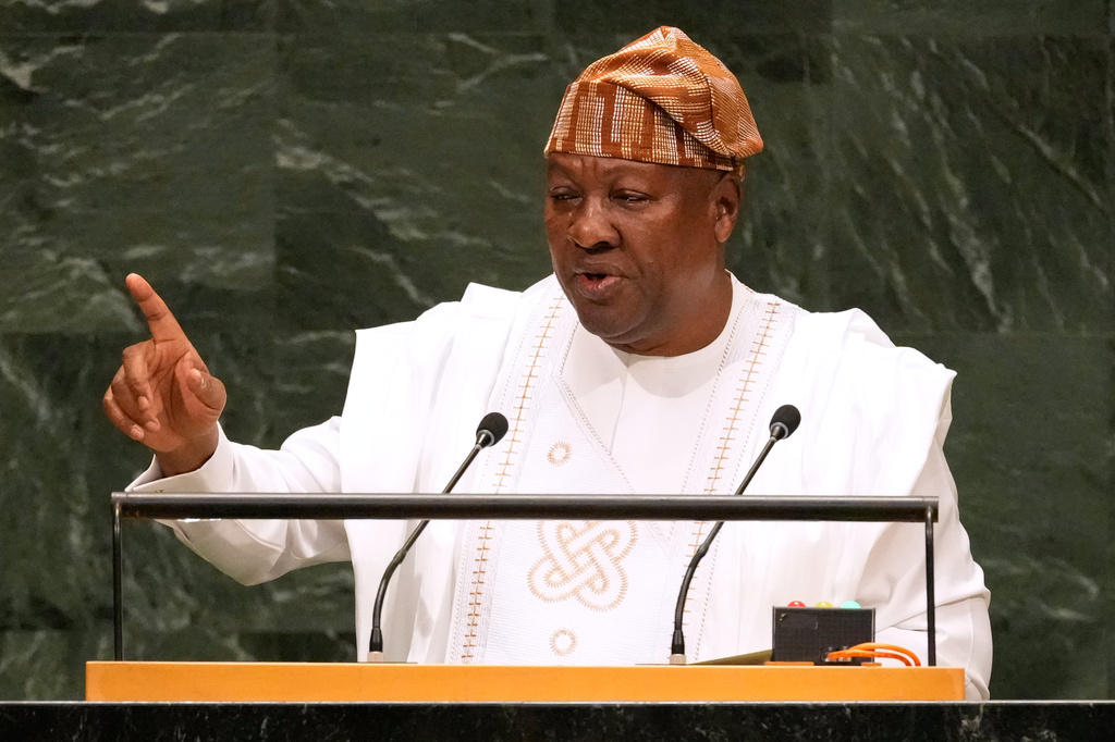 Ghana's President John Dramani Mahama speaks during the 81st session of the United Nations General Assembly at United Nations headquarters, Thursday, Sept. 24, 2026. (AP Photo/Seth Wenig)