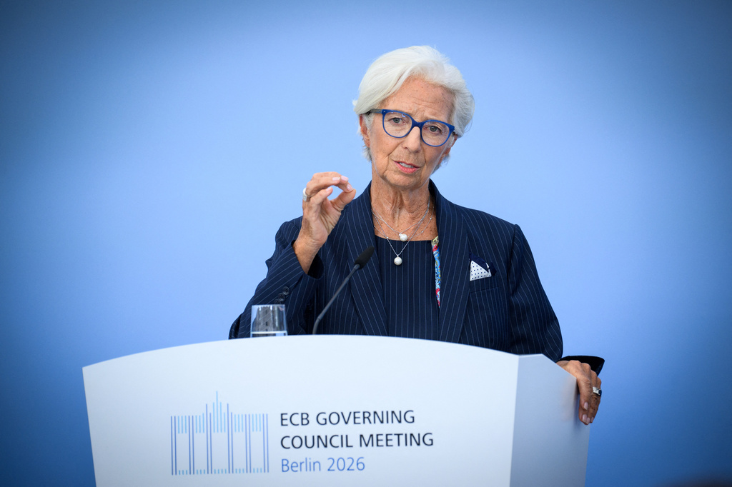 Christine Lagarde, President of the European Central Bank, address the media during a press conference following the ECB Governing Council's off-site meeting at the Deutsche Bundesbank's conference center in Berlin, Germany, Thursday, Sept. 10, 2026. (Bernd von Jutrczenka/dpa via AP)