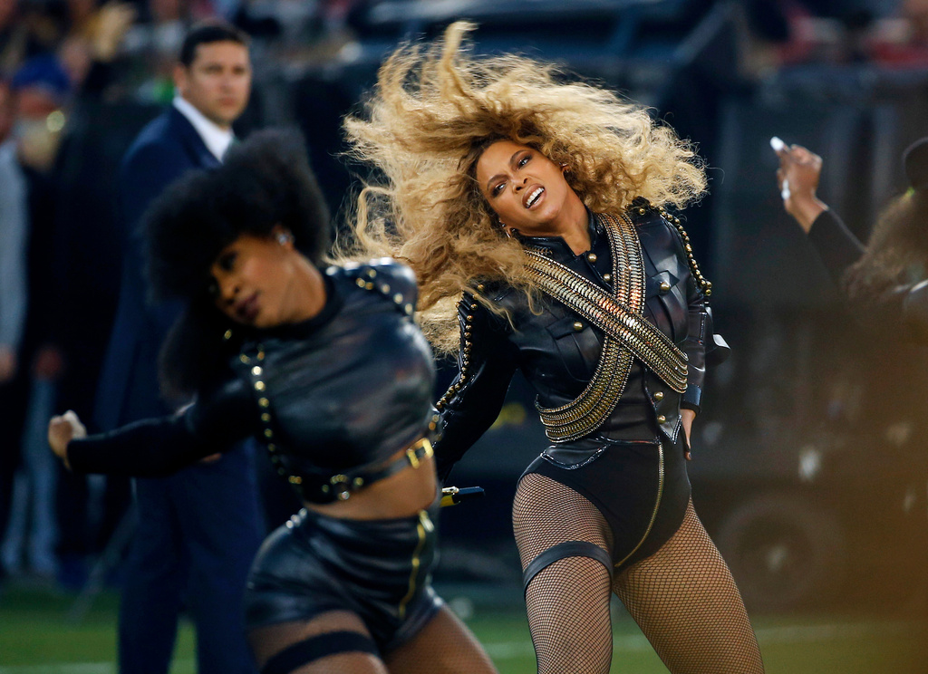 FILE - Beyonce performs during halftime of the NFL Super Bowl 50 football game in Santa Clara, Calif., on Feb. 7, 2016. (AP Photo/Matt Slocum, File)