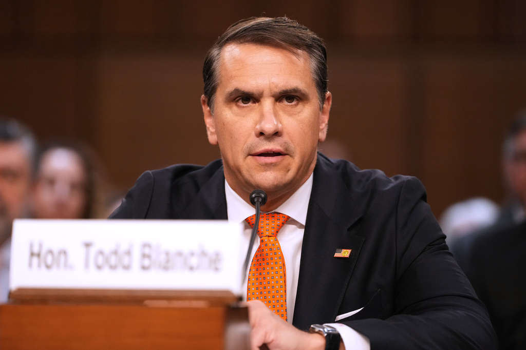 Acting Attorney General Todd Blanche appears before the Senate Judiciary Committee on Capitol Hill in Washington, Wednesday, July 15, 2026. (AP Photo/Mark Schiefelbein)