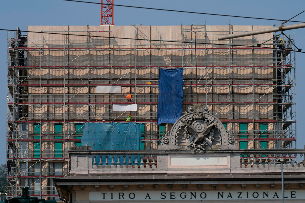 FILE - A view of the construction site of the new U.S. Consulate in Milan, Italy, on June 8, 2026. (AP Photo/Antonio Calanni, File)