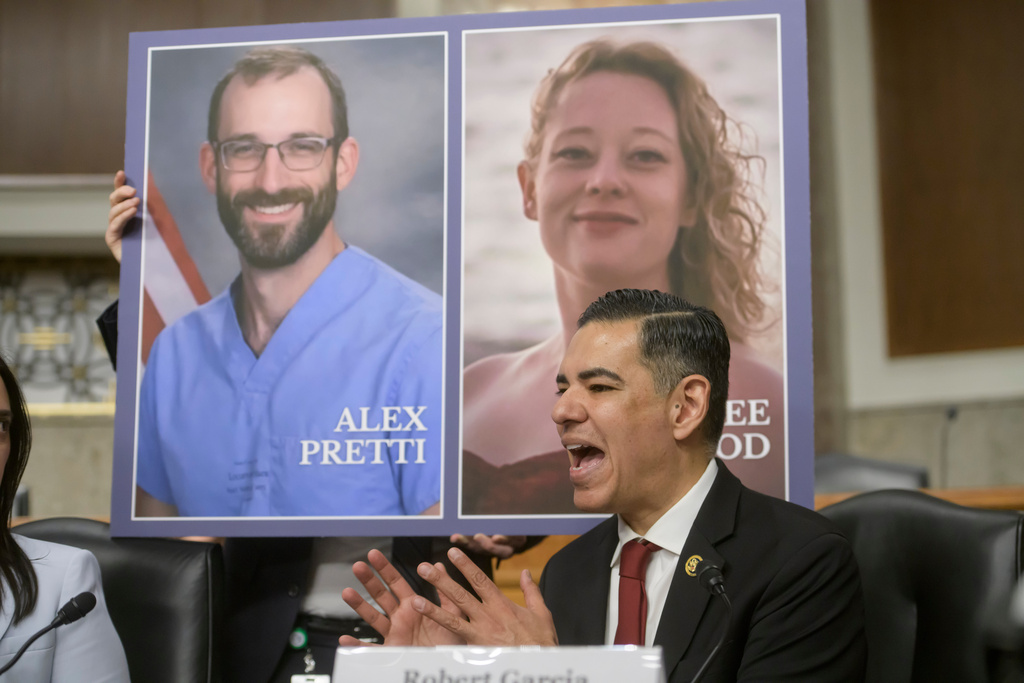 Rep. Robert Garcia, D-Calif., speaks during a Bicameral Public Forum on the Disproportionate Use of Force by DHS Agents, on Capitol Hill, Tuesday, Feb. 3, 2026, in Washington. (AP Photo/Rod Lamkey, Jr.)