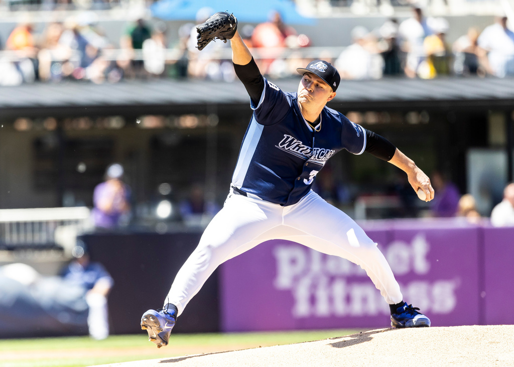 Detroit Tigers pitcher Tarik Skubal throws in a rehab start for the West Michigan Whitecaps against the Dayton Dragons in Comstock Park, Mich., Sunday, June 7, 2026. (Isaac Ritchey/The Grand Rapids Press via AP)