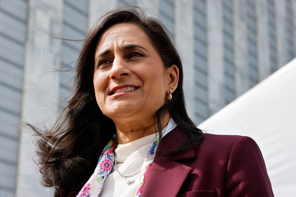 Canadian Foreign Minister Anita Anand speaks outside United Nations headquarters during the 81st session of the United Nations General Assembly, Tuesday, Sept. 22, 2026. (AP Photo/Stefan Jeremiah)