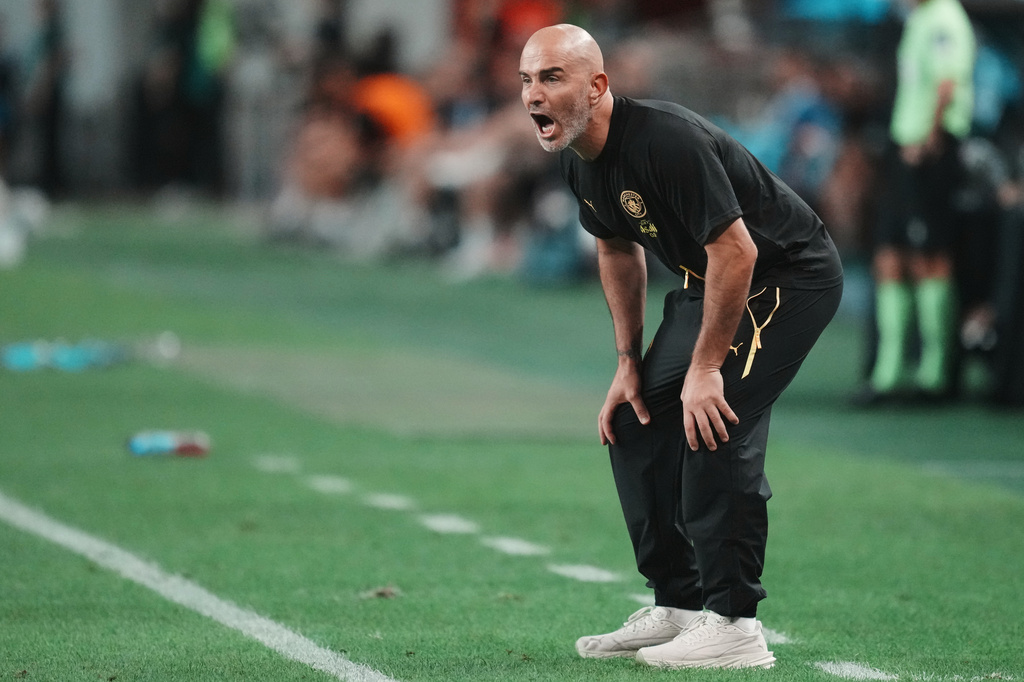 FILE - Manchester City head coach Enzo Maresca shouts instructions to his players during the preseason friendly soccer match between Manchester City and Atletico Madrid in Seoul, South Korea, Aug. 9, 2026. (AP Photo/Lee Jin-man, File)
