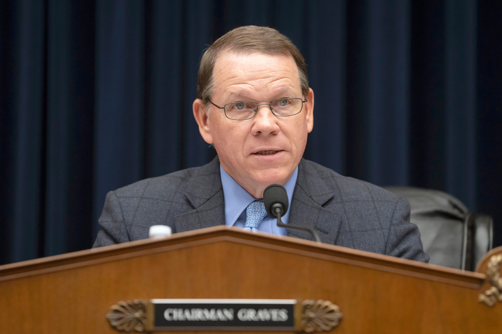 FILE - Rep. Sam Graves, R-Mo., speaks during a hearing of the House Committee on Transportation and Infrastructure on Capitol Hill, Sept. 20, 2023, in Washington. (AP Photo/Mark Schiefelbein, FIle)