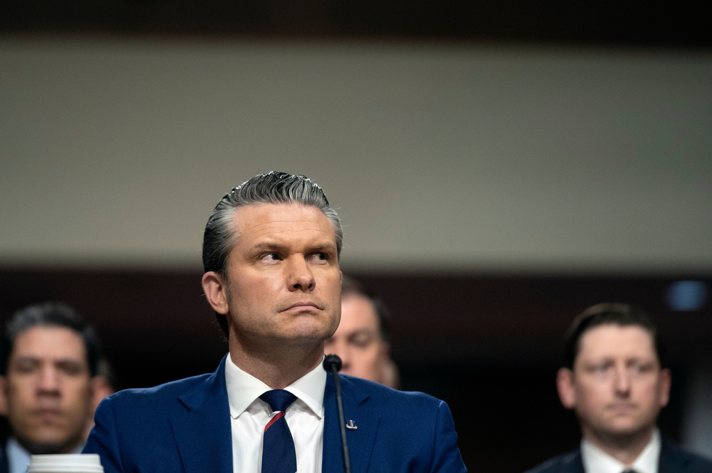 Secretary of Defense Pete Hegseth testifies before the Senate Armed Services Committee, on Capitol Hill, in Washington, Thursday, April 30, 2026. (AP Photo/Cliff Owen)