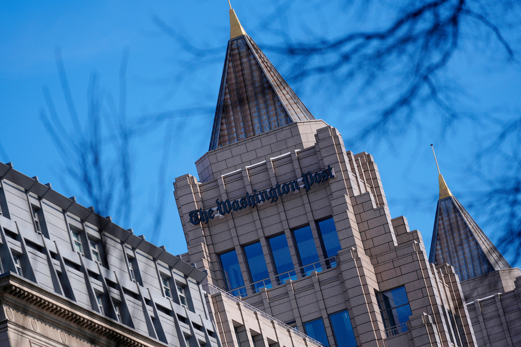 One Franklin Square, home of the Washington Post newspaper in downtown Washington, Wednesday, February. 4, 2026. (AP Photo/Pablo Martinez Monsivais)