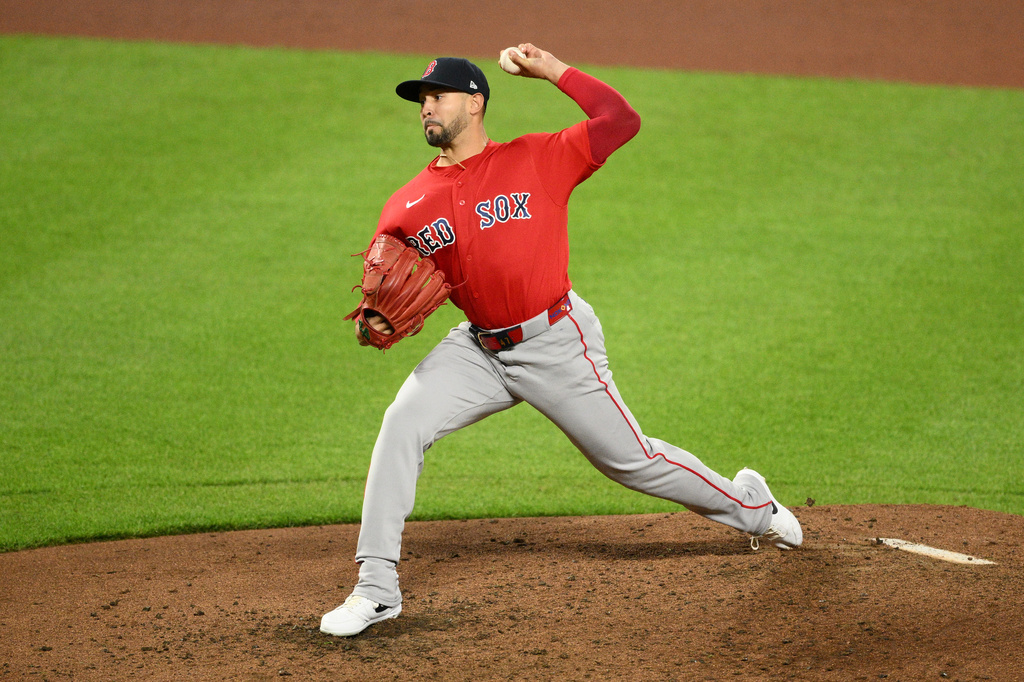 Boston Red Sox pitcher Jovani Morán throws during the fourth inning of a baseball game against the Baltimore Orioles, Friday, April 24, 2026, in Baltimore. (AP Photo/Nick Wass)