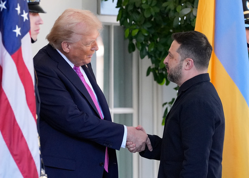 President Donald Trump, left, greets Ukraine's President Volodymyr Zelenskyy at the White House, Friday, Oct. 17, 2025, in Washington. (AP Photo/Alex Brandon) President Donald Trump, left, greets Ukraine's President Volodymyr Zelenskyy at the White House, Friday, Oct. 17, 2025, in Washington. (AP Photo/Alex Brandon)