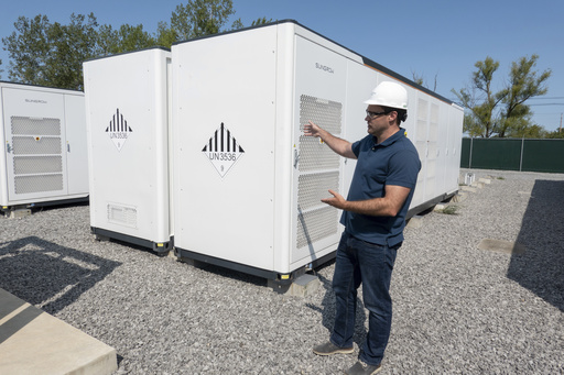 Chris Linsmayer, Key Capture Energy Public Affairs Manager, talks about the company's large lithium battery energy storage system, Tuesday, Sept. 9, 2025 in Blasdell, N.Y., which can power 15,000 homes for two hours during outages or high demand. (AP Photo/Ted Shaffrey) Chris Linsmayer, Key Capture Energy Public Affairs Manager, talks about the company's large lithium battery energy storage system, Tuesday, Sept. 9, 2025 in Blasdell, N.Y., which can power 15,000 homes for two hours during outages or high demand. (AP Photo/Ted Shaffrey)