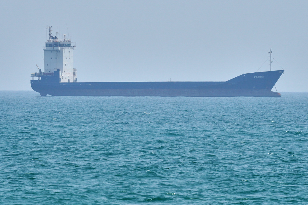 A tanker sits anchored in the Strait of Hormuz off the coast of Qeshm Island, Iran, Saturday, April 18, 2026. (AP Photo/Asghar Besharati)