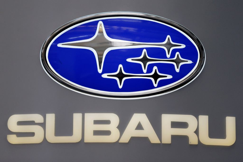 FILE - This Photo taken Feb. 14, 2013 shows a Subaru logo at the 2013 Pittsburgh Auto Show in Pittsburgh. (AP Photo/Gene J. Puskar, File)