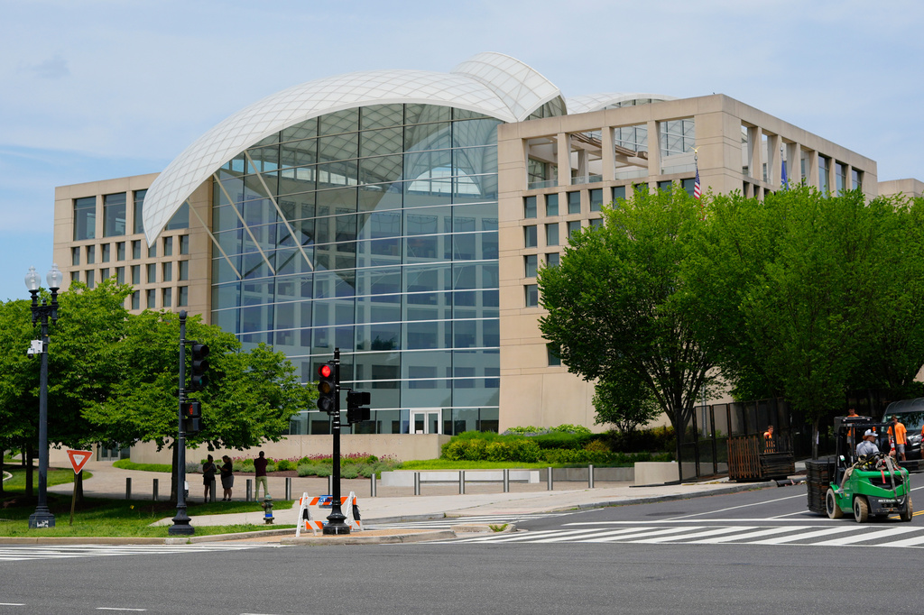 FILE - The headquarters for the U.S. Institute of Peace near the National Mall are seen, June 10, 2025, in Washington. (Pablo Martinez Monsivais, File)