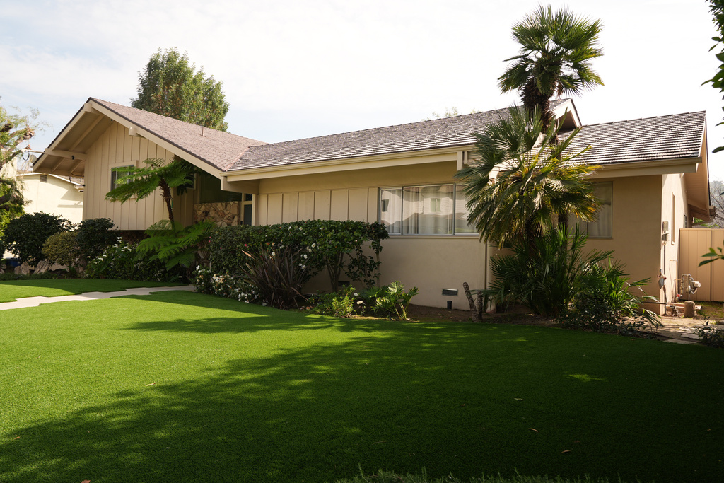 The Brady Bunch House, the two-story single-family home that served as the main setting for the television series "The Brady Bunch" in the Studio City neighborhood of Los Angeles, Wednesday, March 4, 2026, is now designated as a Los Angeles Historic-Cultural Monument. (AP Photo/Damian Dovarganes)