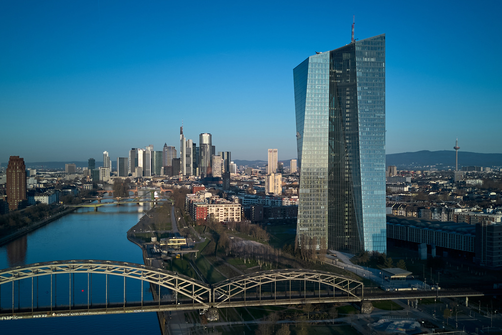 The European Central Bank is pictured in Frankfurt, Germany, Wednesday, March 18, 2026. (AP Photo/Michael Probst)