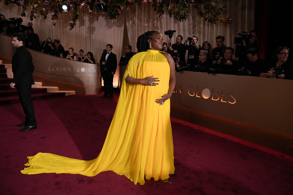 Wunmi Mosaku arrives at the 83rd Golden Globes on Sunday, Jan. 11, 2026, at the Beverly Hilton in Beverly Hills, Calif. (Photo by Jordan Strauss/Invision/AP)