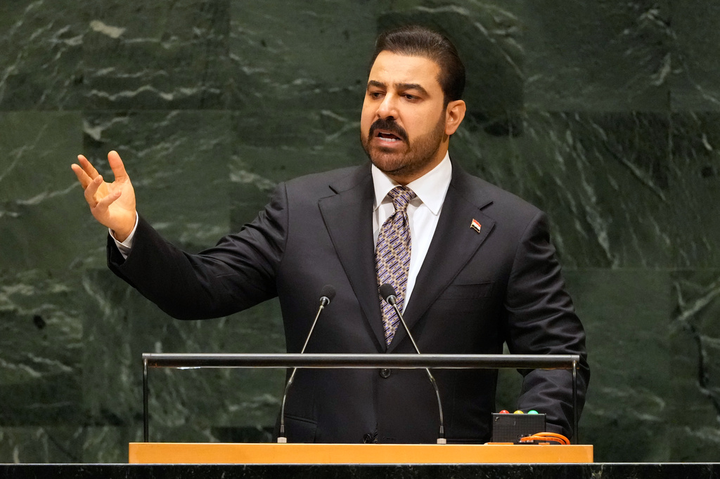 Iraq's Prime Minister Ali al-Zaidi speaks during the 81st session of the United Nations General Assembly at United Nations headquarters, Friday, Sept. 25, 2026. (AP Photo/Seth Wenig)