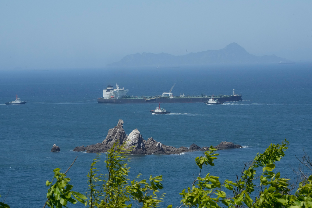 Malta-flagged tanker Odessa is seen near Daesan Port in Seosan, South Korea, Friday, May 8, 2026. (AP Photo/Ahn Young-joon)