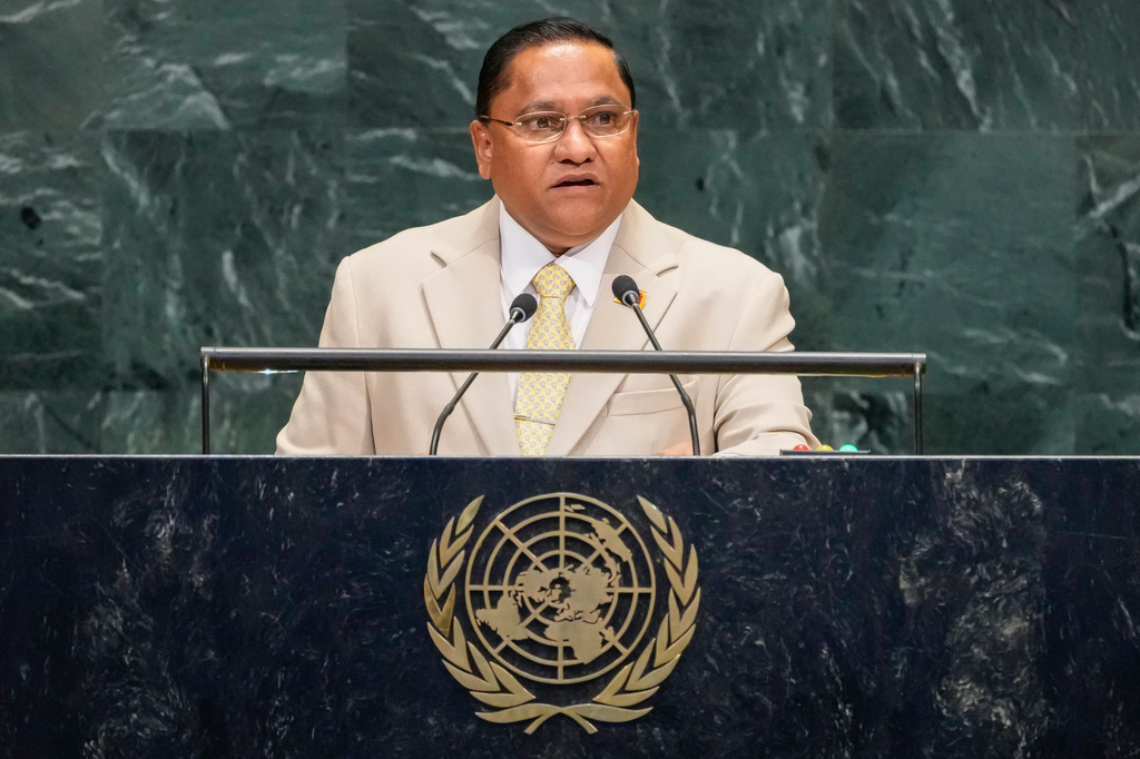 Sri Lanka's Minister of Foreign Affairs Vijitha Herath addresses the 81st session of the United Nations General Assembly at United Nations headquarters, Monday, Sept. 28, 2026. (AP Photo/Yuki Iwamura)
