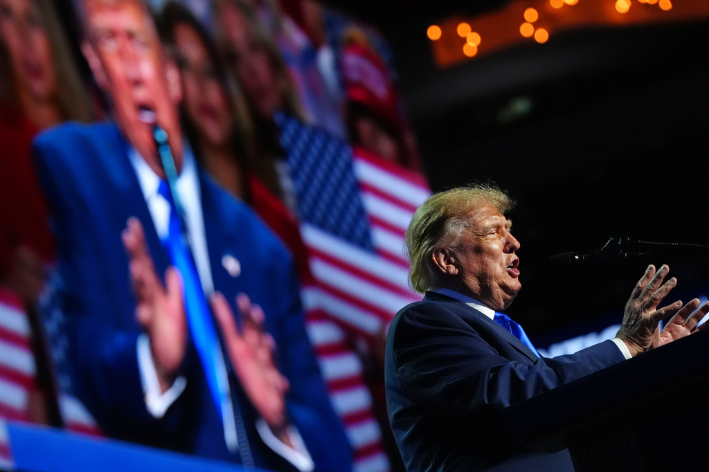 President Donald Trump speaks at the Republican convention, Wednesday, Sept. 9, 2026, in Dallas. (AP Photo/Julia Demaree Nikhinson)