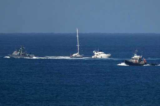 An Israeli Navy vessel sails next to two smaler boats in the Mediterranean sea close to the port of Ashdod, Israel, Thursday, Oct. 2, 2025. (AP Photo/Leo Correa) An Israeli Navy vessel sails next to two smaler boats in the Mediterranean sea close to the port of Ashdod, Israel, Thursday, Oct. 2, 2025. (AP Photo/Leo Correa)