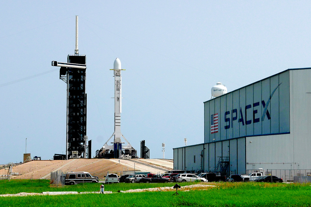 FILE - A Falcon 9 SpaceX rocket stands ready for launch at pad 39A at the Kennedy Space Center in Cape Canaveral, Fla., Friday, June 26, 2020. (AP Photo/John Raoux, file)