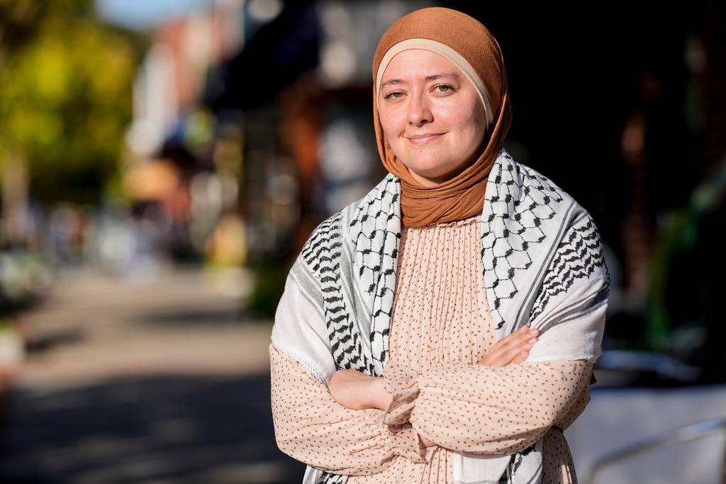 FILE - Georgia Rep. Ruwa Romman poses for a photo, Tuesday, Oct. 29, 2024, in Norcross, Ga. (AP Photo/Mike Stewart, File)