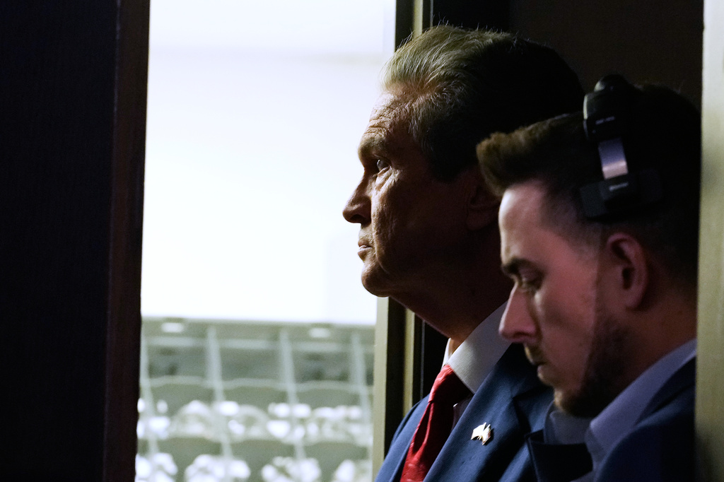 Georgia gubernatorial candidate Rick Jackson waits backstage before speaking during a primary election night party on Tuesday, May 19, 2026, in Atlanta. (AP Photo/Brynn Anderson)