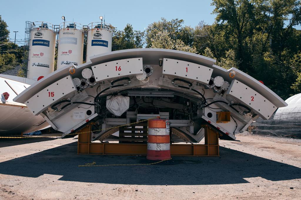 A part of the Tunnel Boring Machine is seen at the site of the Palisades Tunnel Project, part of the Gateway Program, on Tuesday, May 12, 2026, in North Bergen, N.J. (AP Photo/Andres Kudacki)
