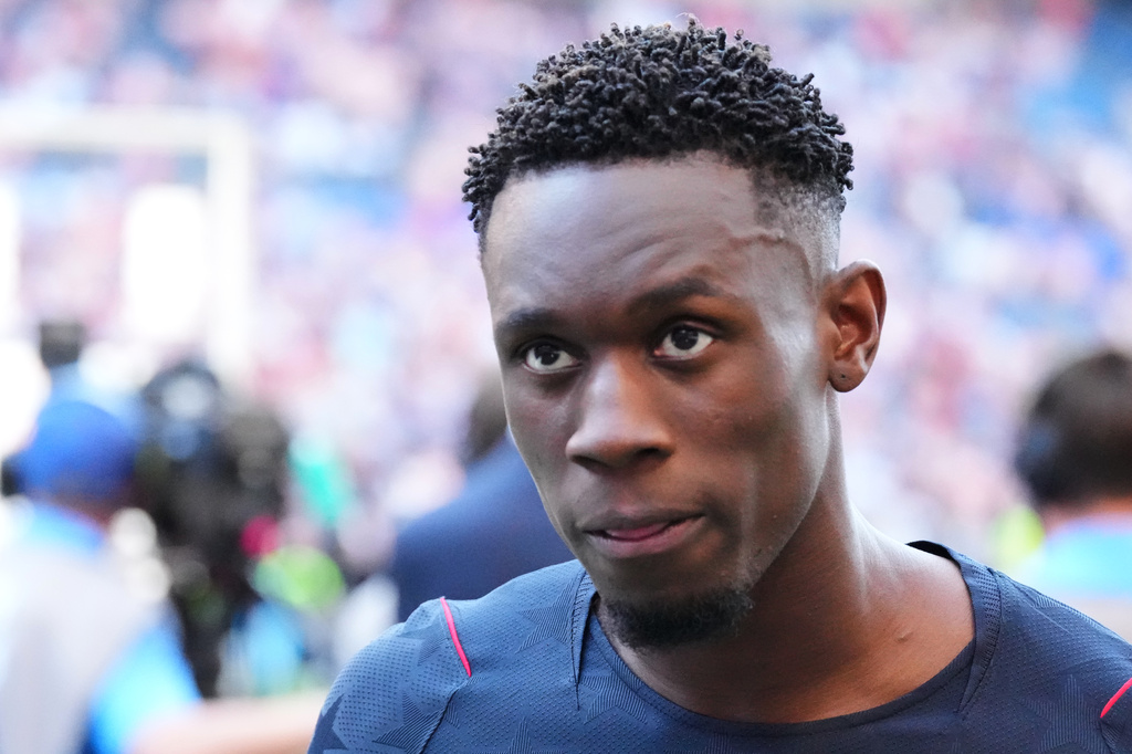FILE - United States' Folarin Balogun (20) walks off the pitch after losing to Belgium in their World Cup round of 16 soccer match in Seattle, on July 6, 2026. (AP Photo/Ted S. Warren, File)