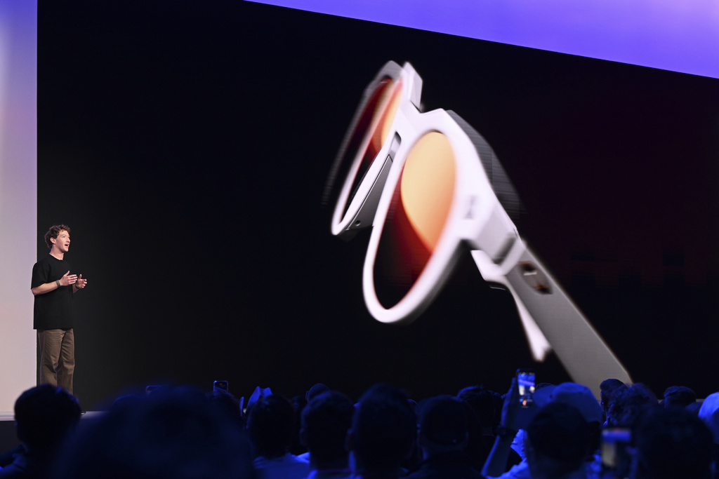 Meta CEO Mark Zuckerberg speaks during the company's Connect developer conference Wednesday, Sept. 17, 2025, in Menlo Park, Calif. (AP Photo/Nic Coury)
