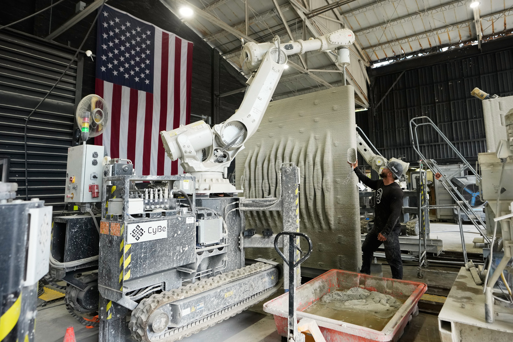 A 3D-printed living seawall is manufactured at the Kind Designs facility Tuesday, June 30, 2026, in Miami. (AP Photo/Lynne Sladky)