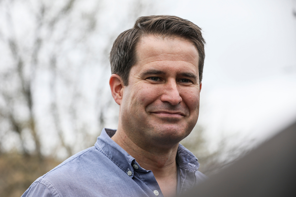 FILE - Rep. Seth Moulton, D-Mass., speaks to the media during a campaign event in Manchester, N.H., April 23, 2019. (AP Photo/Cheryl Senter, File)