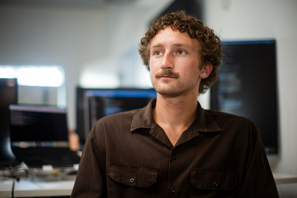 Jack Zemke poses for a portrait at a co-working space in Santa Monica, Calif., Wednesday, Sept. 2, 2026. (AP Photo/Ethan Swope)