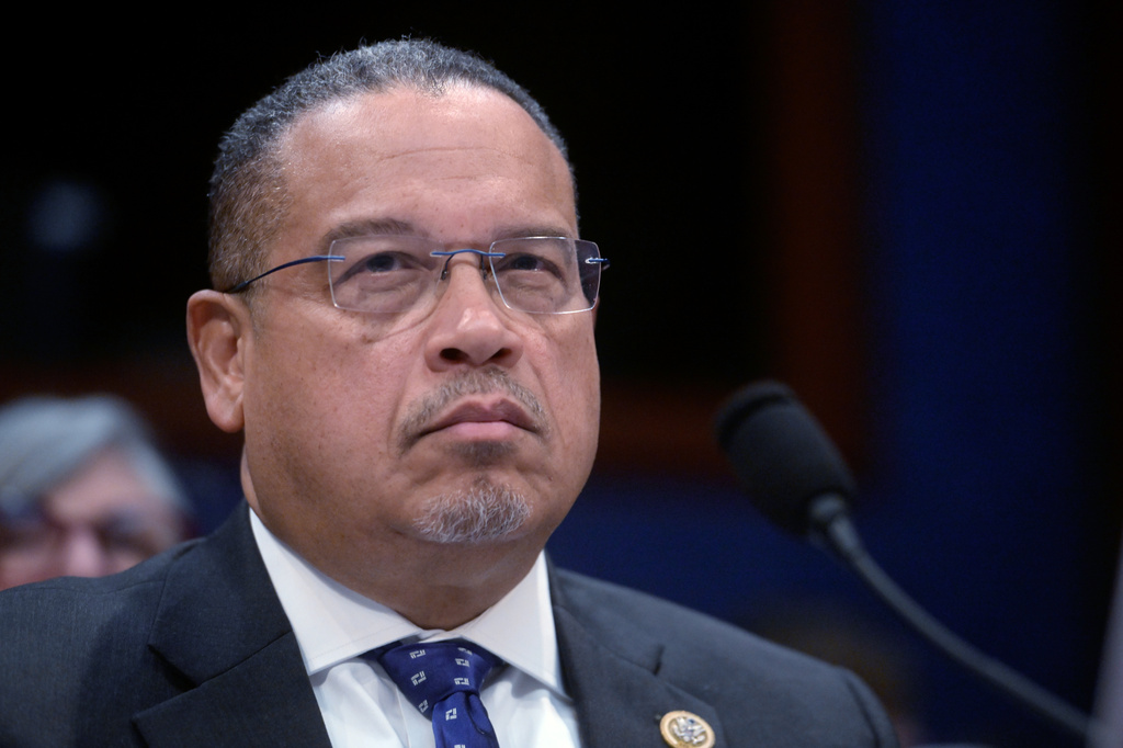 FILE - Minnesota Attorney General Keith Ellison listens during a House Committee on Oversight and Government Reform hearing on oversight of fraud and misuse of Federal funds in Minnesota, March 4, 2026, on Capitol Hill in Washington. (AP Photo/Rod Lamkey, Jr., file)