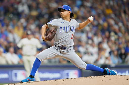 Chicago Cubs starting pitcher Shota Imanaga (18) delivers during the first inning of Game 2 of baseball's National League Division Series against the Milwaukee Brewers Monday, Oct. 6, 2025, in Milwaukee. (AP Photo/Kayla Wolf) Chicago Cubs starting pitcher Shota Imanaga (18) delivers during the first inning of Game 2 of baseball's National League Division Series against the Milwaukee Brewers Monday, Oct. 6, 2025, in Milwaukee. (AP Photo/Kayla Wolf)