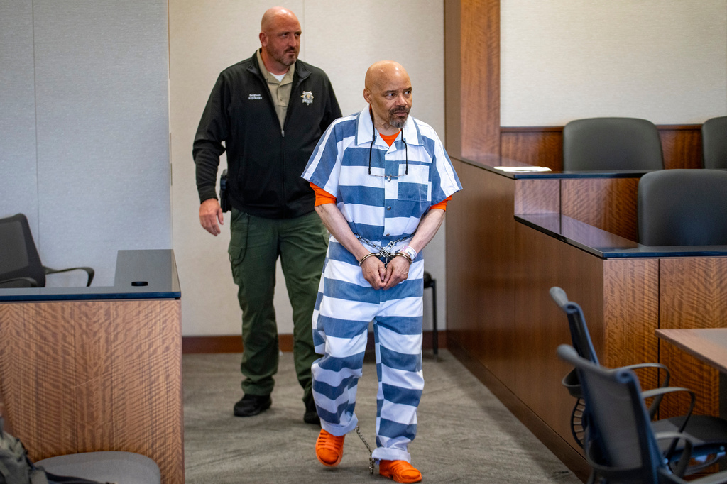 Former death row inmate Douglas Stewart Carter appears in 4th District Court in Provo, Utah, for a bond hearing on Monday, Sept. 28, 2026. (Rick Egan/The Salt Lake Tribune via AP, Pool)