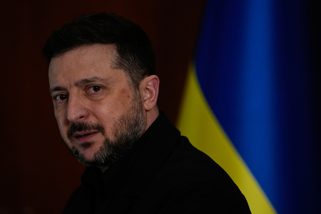 Ukraine's President Volodymyr Zelenskyy speaks during an interview with The Associated Press, in Istanbul, Turkey, Saturday, April 4, 2026. (AP Photo/Khalil Hamra)