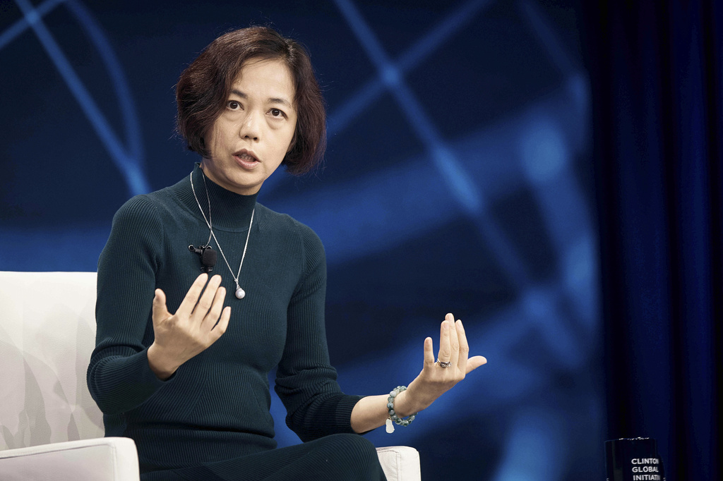 FILE - Computer scientist Fei-Fei Li speaks during the Clinton Global Initiative, Sept. 24, 2024, in New York. (AP Photo/Andres Kudacki, File)