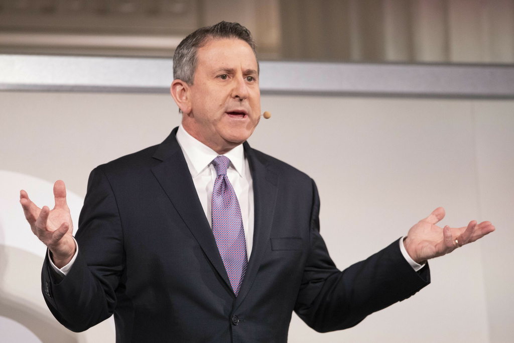 FILE - Brian Cornell, Chairman of the Board and CEO of Target, speaks at a financial community meeting, March 5, 2019, in New York. (AP Photo/Mark Lennihan, file)