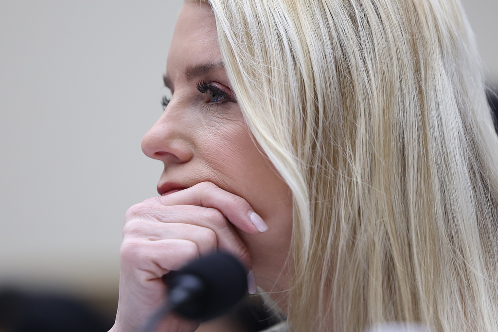 Attorney General Pam Bondi listens as she testifies before a House Judiciary Committee oversight hearing on Capitol Hill in Washington, Wednesday, Feb. 11, 2026, in Washington. (AP Photo/Tom Brenner)