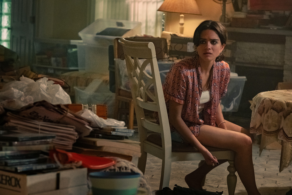 This image released by Netflix shows Sasha Calle in a scene from "The Rip." (Claire Folger/Netflix via AP)