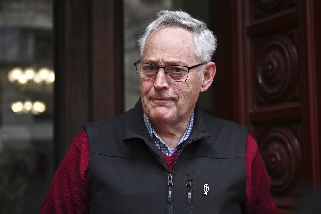 Ian Wilkinson speaks to media as he leaves the Supreme Court of Victoria in Melbourne, Australia, Monday, Sept. 8, 2025. (Joel Carrett/AAP Image via AP)