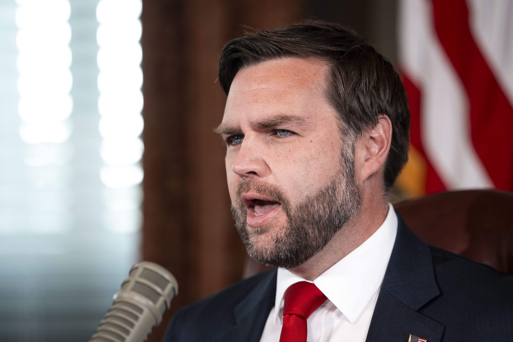 Vice President JD Vance hosts an episode of "The Charlie Kirk Show" at the White House, following the assassination of the show's namesake, Monday, Sept., 15, 2025, in Washington. (Doug Mills/The New York Times via AP, Pool)