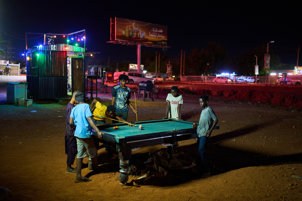 Children play pool in Omdurman, Sudan, on the outskirts of Khartoum, Tuesday, April 21, 2026. (AP Photo/Bernat Armangue)